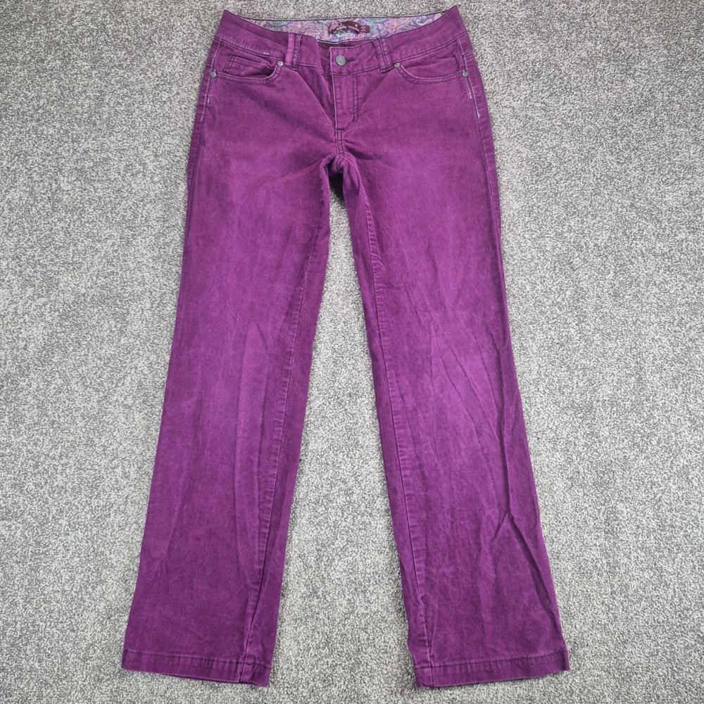 Prana Corduroy Pants Womens 8 (32x31) Purple Straight Leg Organic Cotton Stretch